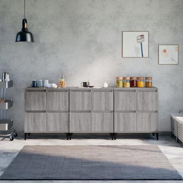 Buffé - Exklusivt Hem - Grå - Ingenjörsträ - 60×35×70 cm