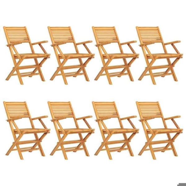 Maison Exclusive - Fällbara stolar, set om 8, 55 x 62 x 90 cm, i massivt teakträ