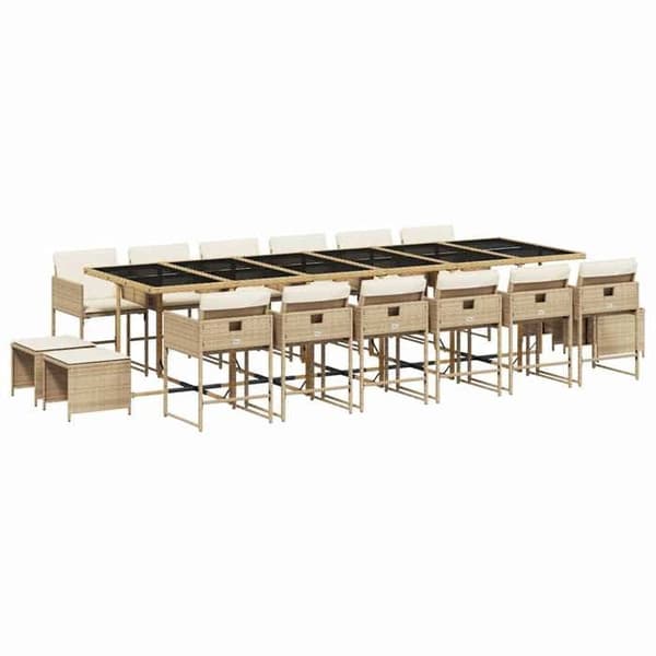 Maison Exclusive - Puutarhakalusteryhmä ja tyynyt 17 kpl beige