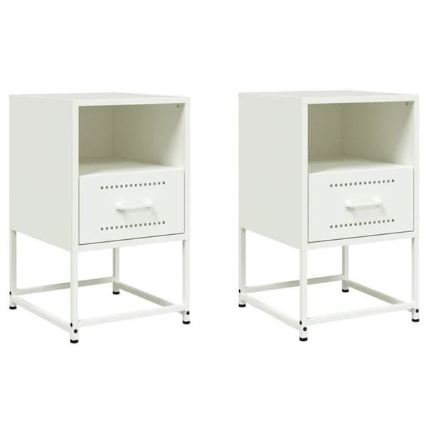 Maison Exclusive - Sängbord 2 st vit 36x39x60,5 cm stål