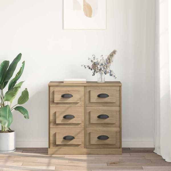 Maison Exclusive - Buffé Ek hantverk 70 x 35,5 x 67,5 cm Ingenjörsträ
