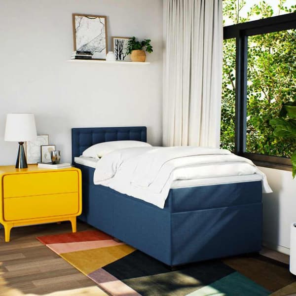 Maison Exclusive - Sengestel med springmadras Blå 90x200 cm Stof