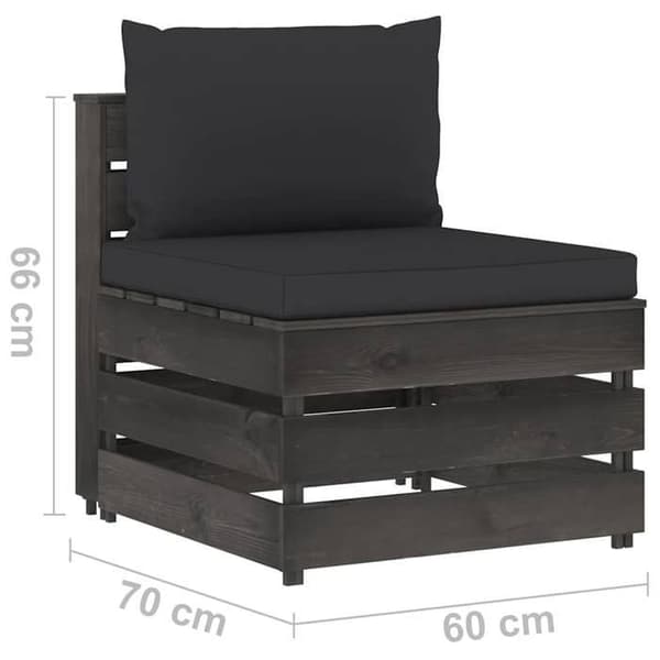 Maison Exclusive - Central sektionell soffa med kuddar, trä impregnerat i grått