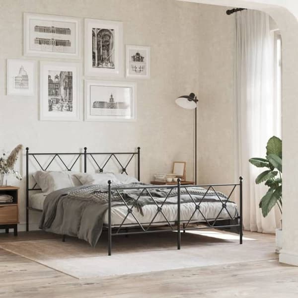 Sengestel - EKSKLUSIV HUS - 137 x 190 cm - Stål - Sort - Lamelseng Svart