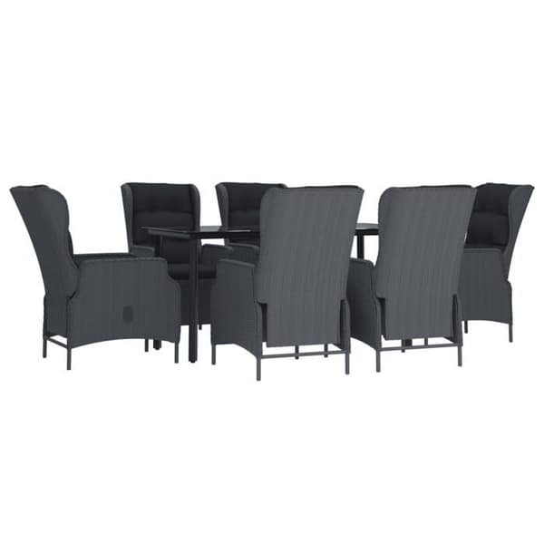 Maison Exclusive - Trädgårdsset 7 delar Mörkgrå Flätad resin