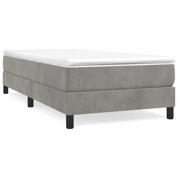 Maison Exclusive - Sengebund med lysegrå lameller 90x200 cm velour ljusgrått