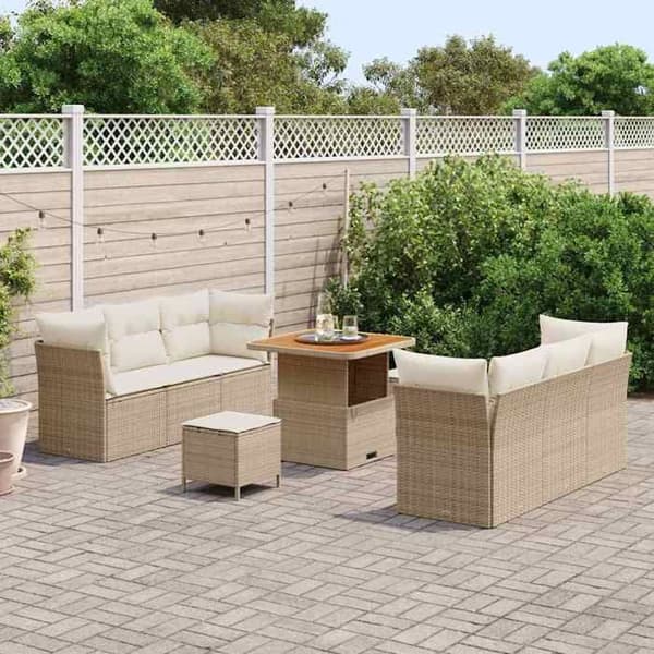 Trädgårdsmöbler - EXKLUSIVT HUS - Modulär - 9 delar - Beige - Justerbart bord beige