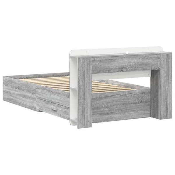 Maison Exclusive - Sängram med förvaring Sonoma grå 90 x 200 cm