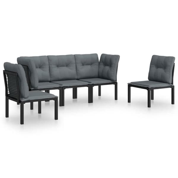 Maison Exclusive - 5 dele have møbler sæt i sort og grå flettet resin