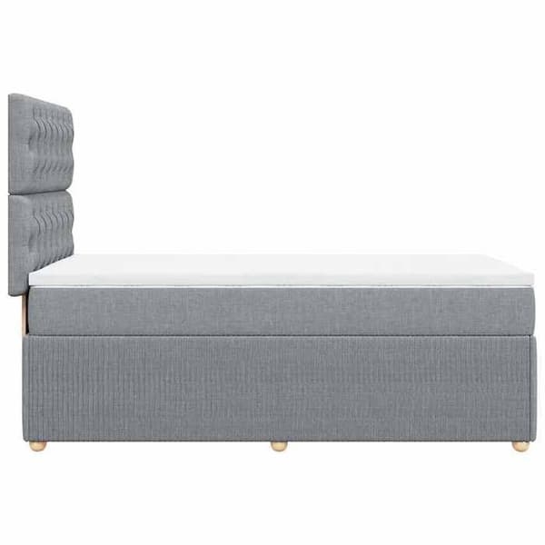 Sengestel med madras - Eksklusivt hus - 90x200 cm - Justerbart sengegærde - Lys grå