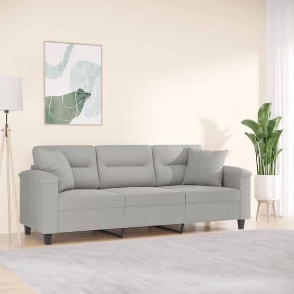 Maison Exclusive - Soffa 3 platser med ljusgrå kuddar 180 cm