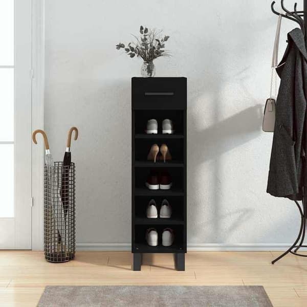 Maison Exclusive - Skoskab sort 30x35x105 cm ingeniørtræ