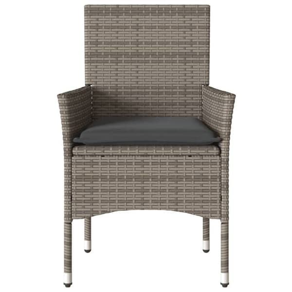Maison Exclusive - Trädgårdsstolar med kuddar, set om 2, grå flätad resin