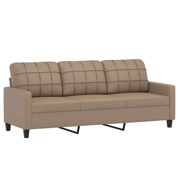 Maison Exclusive - Set med 2 soffor med kuddar Cappuccino Konstläder