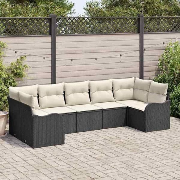 Maison Exclusive - Musta polyrottinkinen puutarhakalustesetti