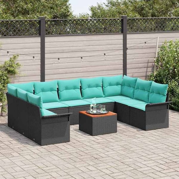 Maison Exclusive - 10-delars trädgårdsoff-set 9-sits