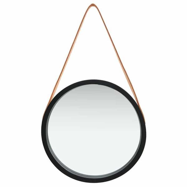 Maison Exclusive - Vægspejl med rem 40 cm Sort Svart