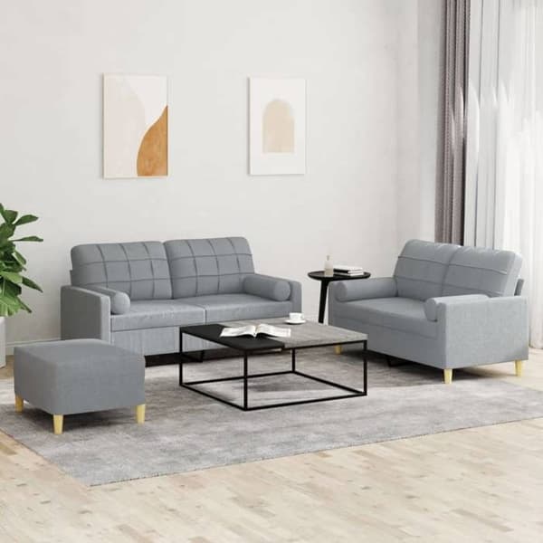 Maison Exclusive - Sæt af 3 sofaer med lysegrå puder i stof