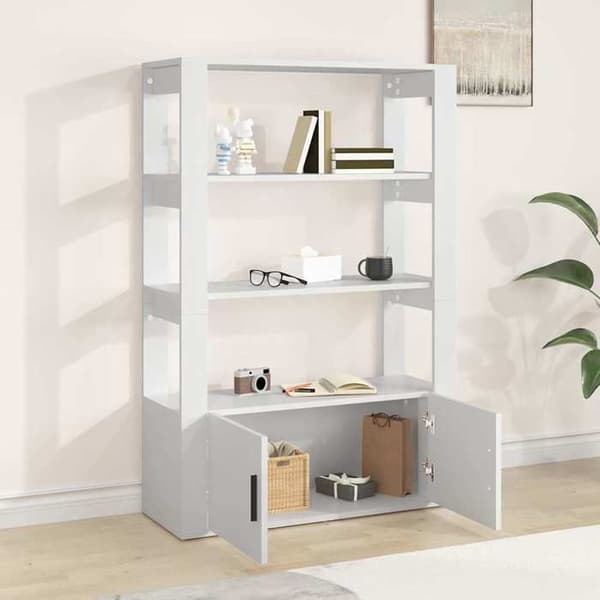 Maison Exclusive - Buffé Vit 80x30x119,5 cm Ingenjörsträ