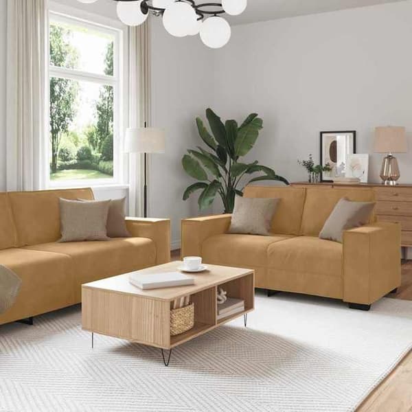 Maison Exclusive - Sæt med 2 stk. sofa med brune velourpuder