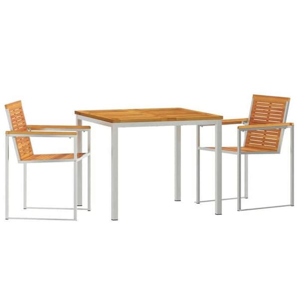 Maison Exclusive - Sæt af 3 pc. spisebord til haven Brunt och silver