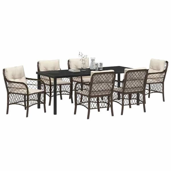 Maison Exclusive - 7 pc spisebordssæt til haven i brun polyrotin brun