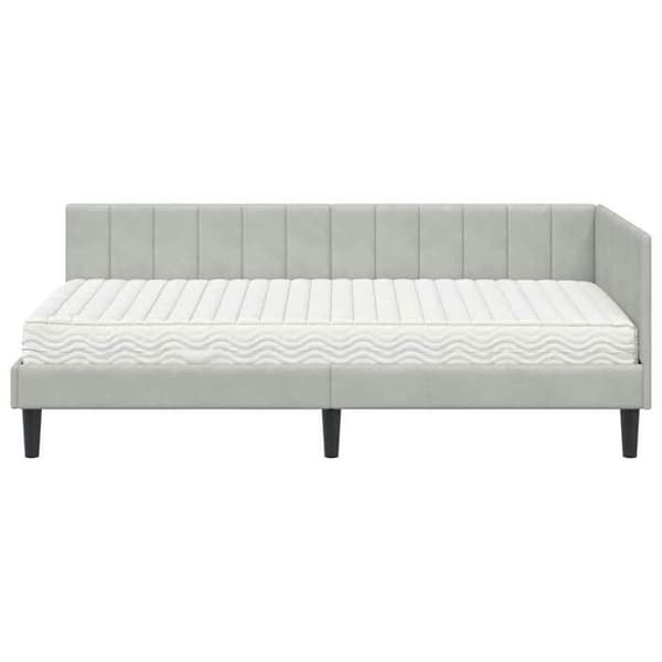 Maison Exclusive - Kulmasänky 2 osaa vaaleanharmaa 90 x 190 cm Ljusgrått