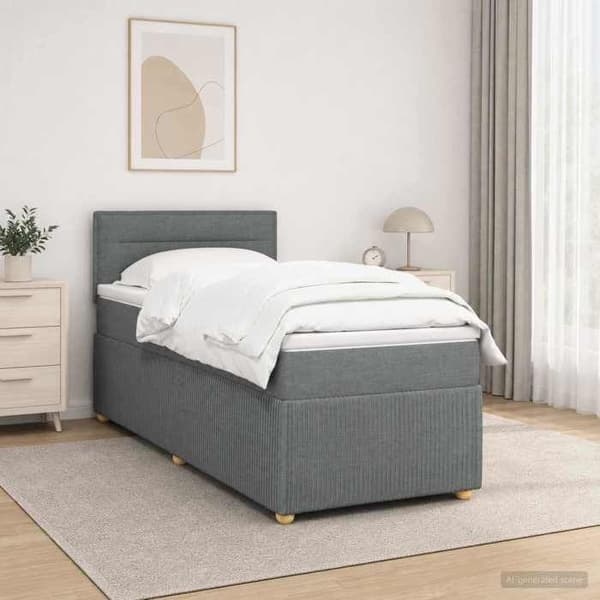 Maison Exclusive - Boxspring säng med madrass och LED Grå mörk 90 x 190 cm