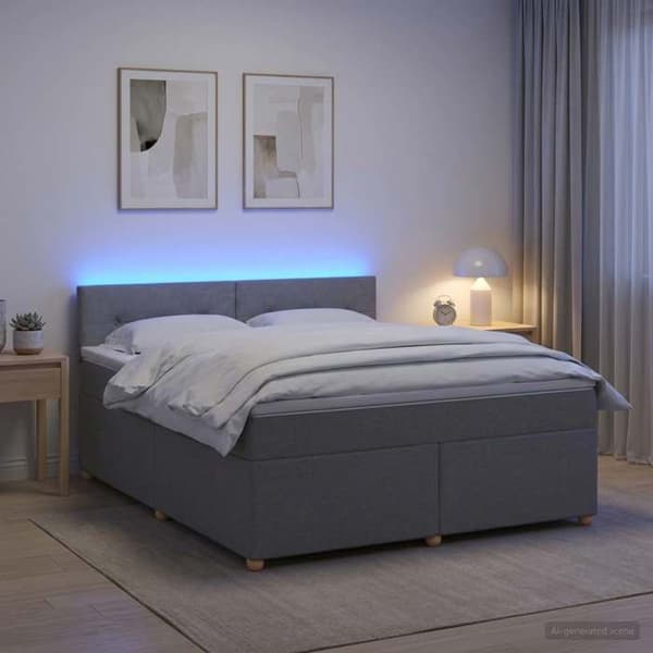 Maison Exclusive - Boxspring seng med madras Lys grå 180 x 200 cm Stof