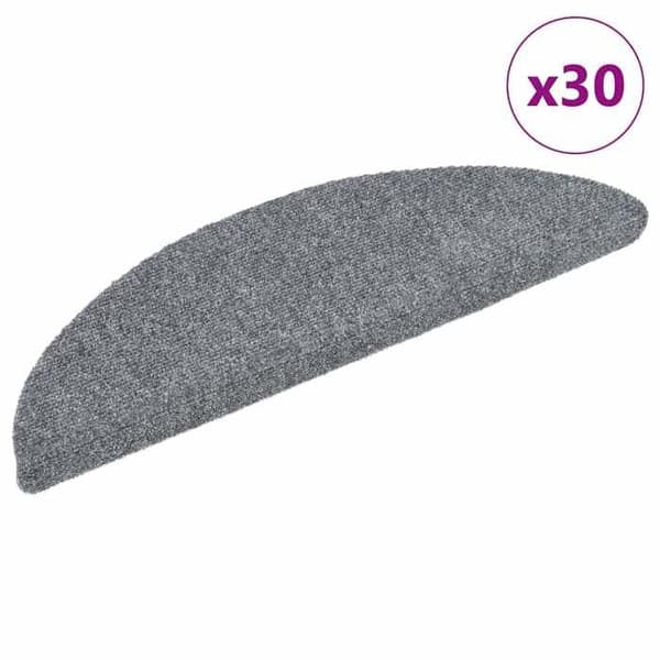 Maison Exclusive - Selvklæbende trappetæpper 30 stk 56 x 17 x 3 cm Lys grå Halvcirkelformet