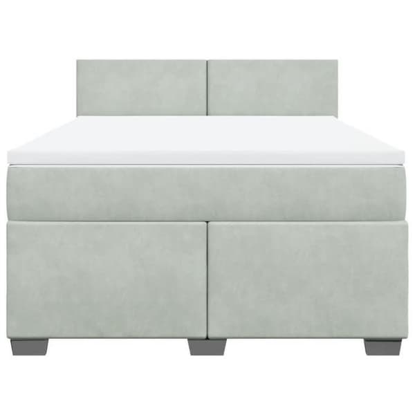 Maison Exclusive - Seng solid bund med socker og madras Grå 160x200cm Velour
