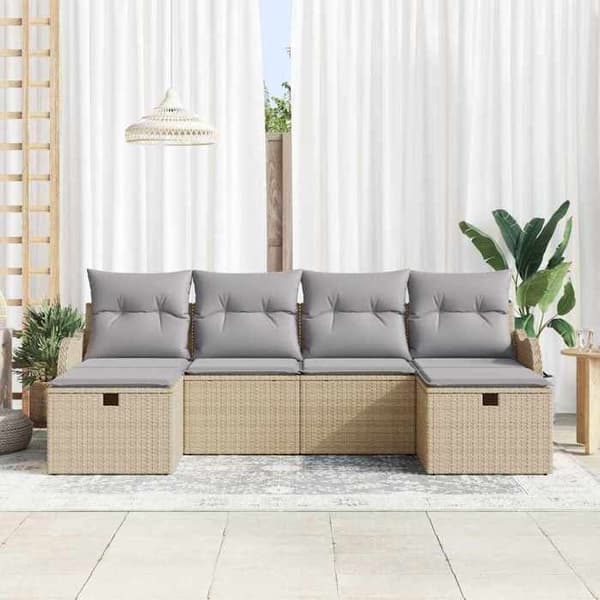 Maison Exclusive - 6 osan beige polyrottinkinen puutarhakalustesetti