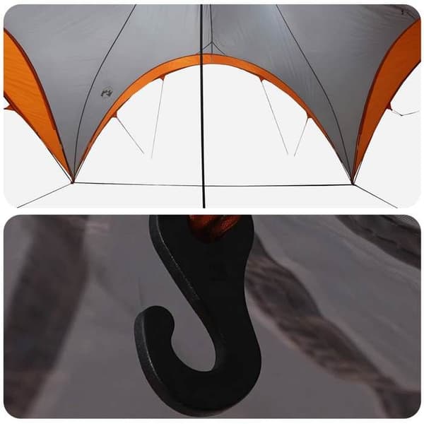 Festtelt - EKSKLUSIV HUS - 600x600x400 cm - Grå og orange - Vandtæt polyester - Sammenfoldelig stålkonstruktion Grå och orange