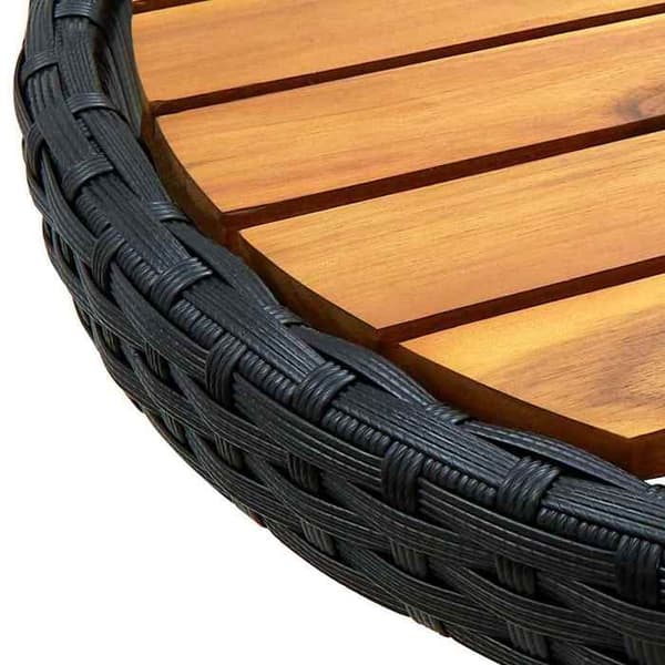 Maison Exclusive - Svart tebord 60 cm i flätad resin och solid akaciaträ