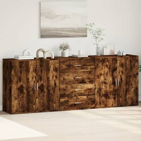 Maison Exclusive - 3 stk. Buffet i røgfyldt egetræ, ingeniørtræ