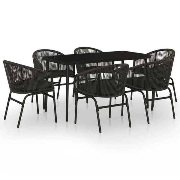 Maison Exclusive - Have spisebordssæt 7 dele Sort