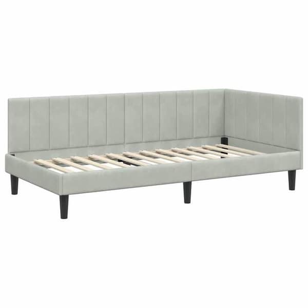 Maison Exclusive - Kulmasänky 2 osaa vaaleanharmaa 90 x 190 cm Ljusgrått