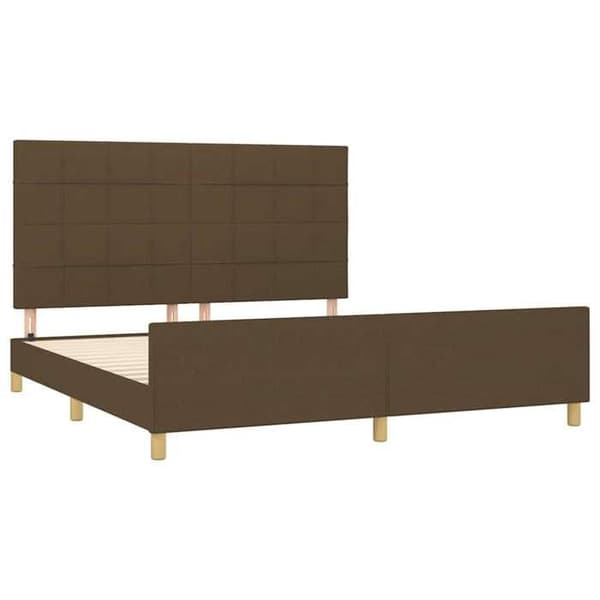 Sengestel - EKSKLUSIV HUS - 160x200 - Mørkebrun - Polyesterstof - Justerbar hovedgærde Mörkbrun