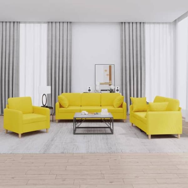 Maison Exclusive - Sæt af 3 sofaer med lysegule puder i stof