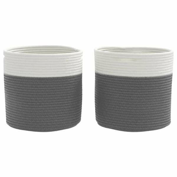 Maison Exclusive - Förvaringskorgar 2 st grå och vit Ø28x28 cm bomull grått och vitt