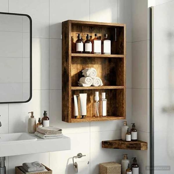 Maison Exclusive - Vægskab til badeværelse Røget Eg 40 x 10 x 60,5 cm
