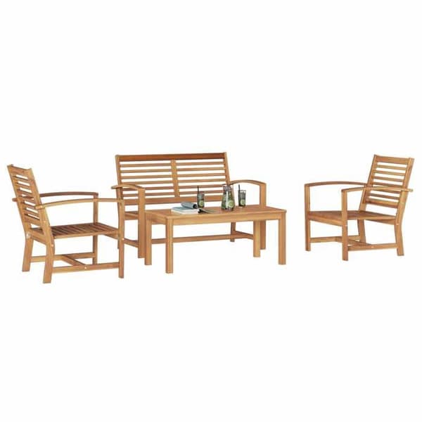 Maison Exclusive - 4 osan puutarhakalustesarja, luonnollinen tiikkipuu