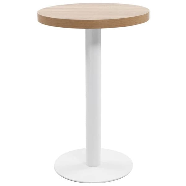 Bistrobord - EKSKLUSIV HUS - Ø50 cm MDF - Lys brun - Stålben og base - Nem at samle