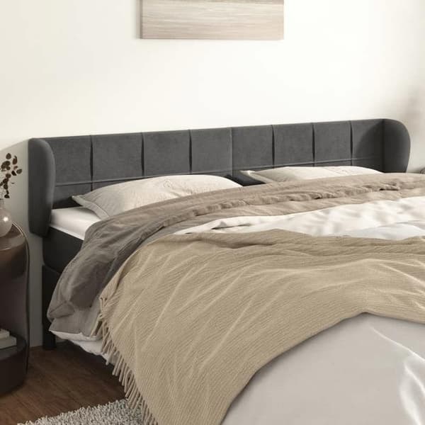 Maison Exclusive - Päätylevy korvilla Tummanharmaa 203x23x78/88 cm Sametti mörkgrå