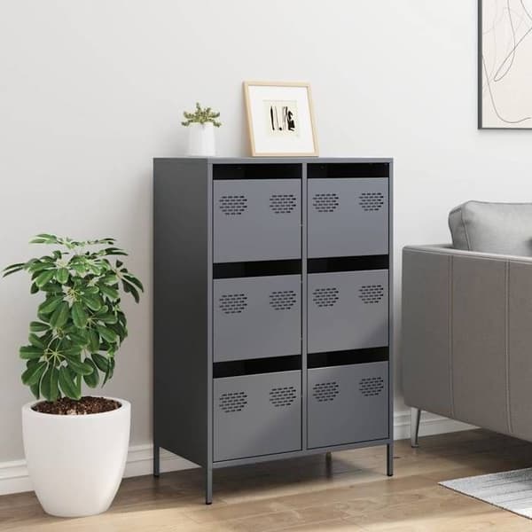Maison Exclusive - Anthracite korkea buffet 68x39x101,5 cm terästä