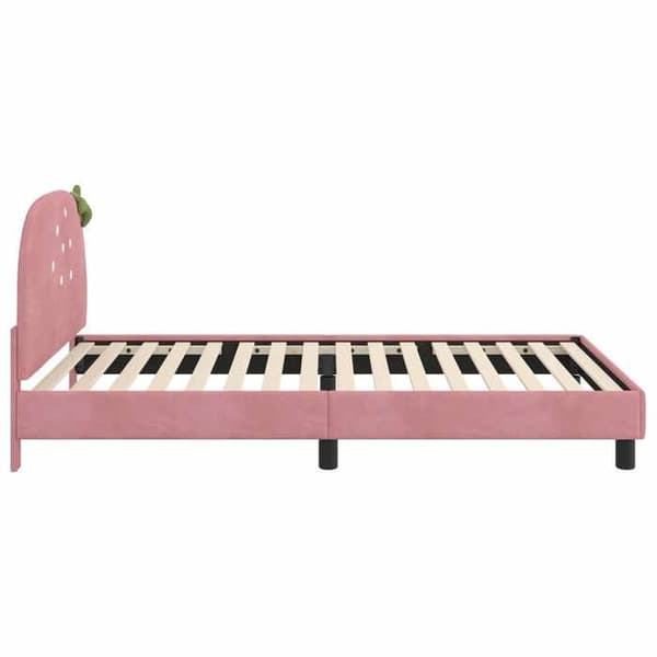 Sengestel - EKSKLUSIV HUS - 90 x 200 cm - Rosa - Blødt velour - Indbyggede lameller Ros