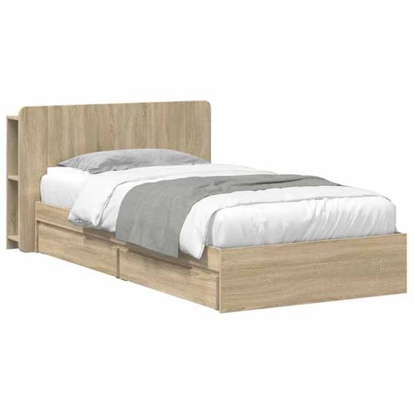 Maison Exclusive - Sängram med förvaring Ek Sonoma 90 x 190 cm