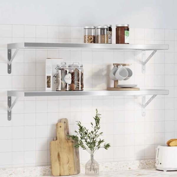 Maison Exclusive - Væghylder 2 stk 100x30 cm sølvfarvet rustfrit stål