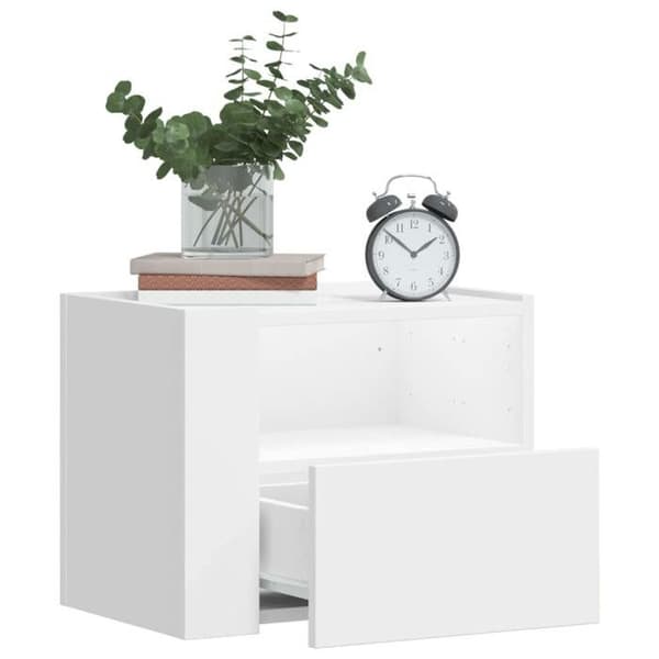 Väggmonterad sängbord - EXKLUSIV HEM - 45x30x35 cm - Vit - 1 låda - Väggmontering Vit