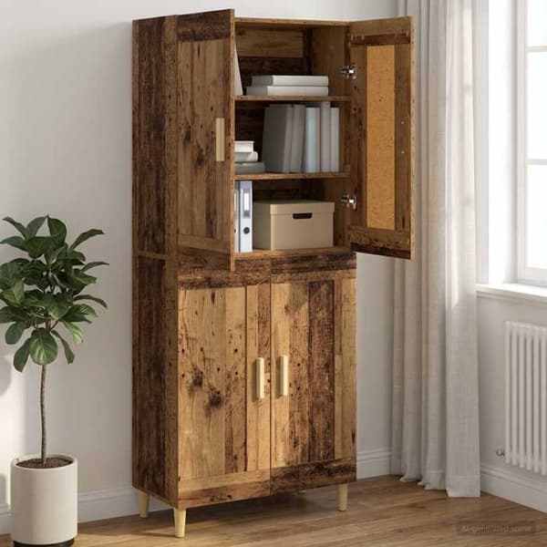 Buffet - EKSKLUSIVT HUS - 69,5x34x90 cm - Ingeniørtræ - Vendbare døre 90° - Rummelig opbevaring